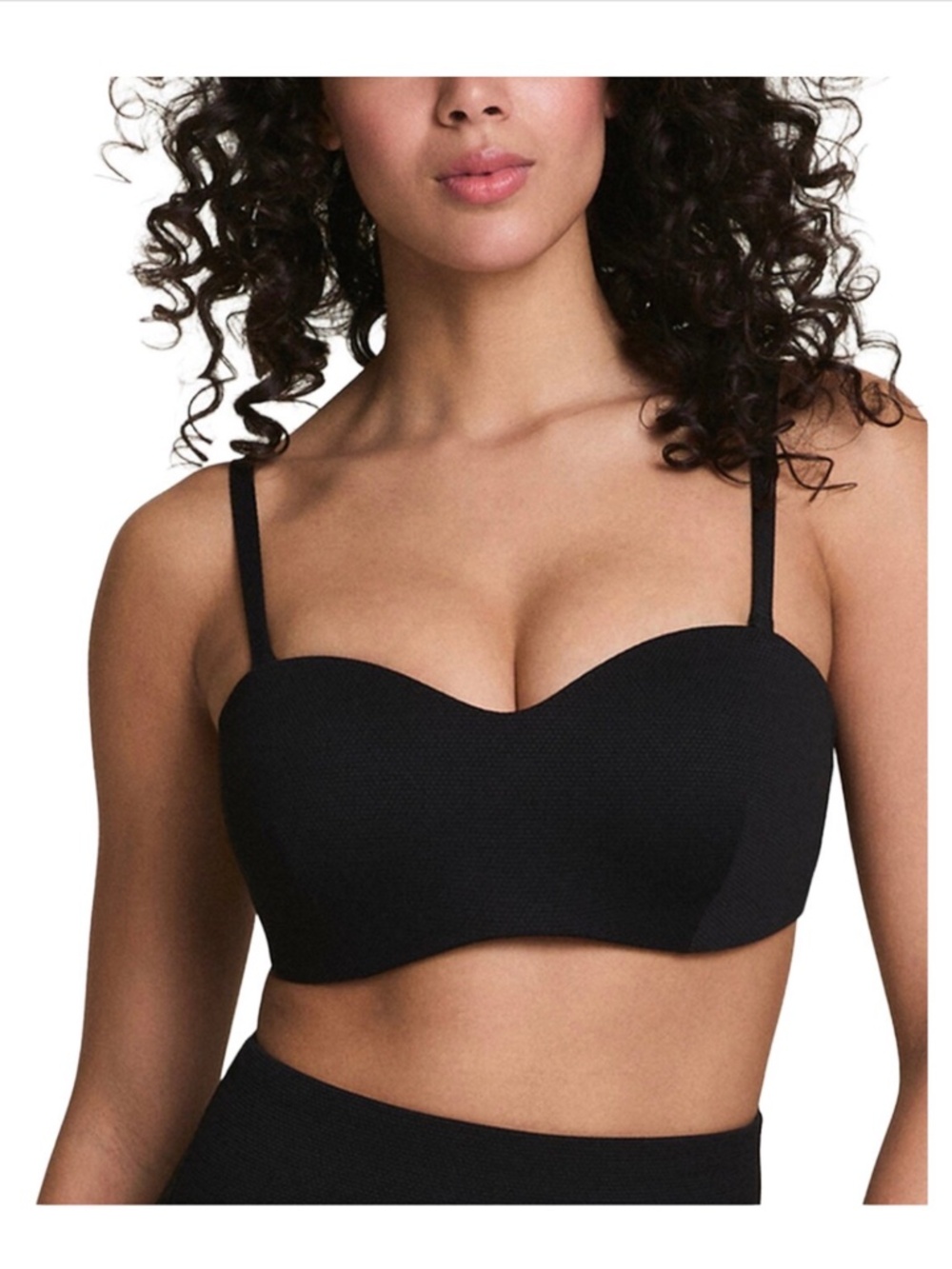 SPANX® XL (C/D) Very Black Pique Bandeau Bikini Top